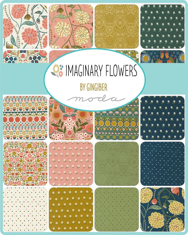 Imaginary Flowers tygpaket  (1xcharmpack/7x28) -  Gingiber