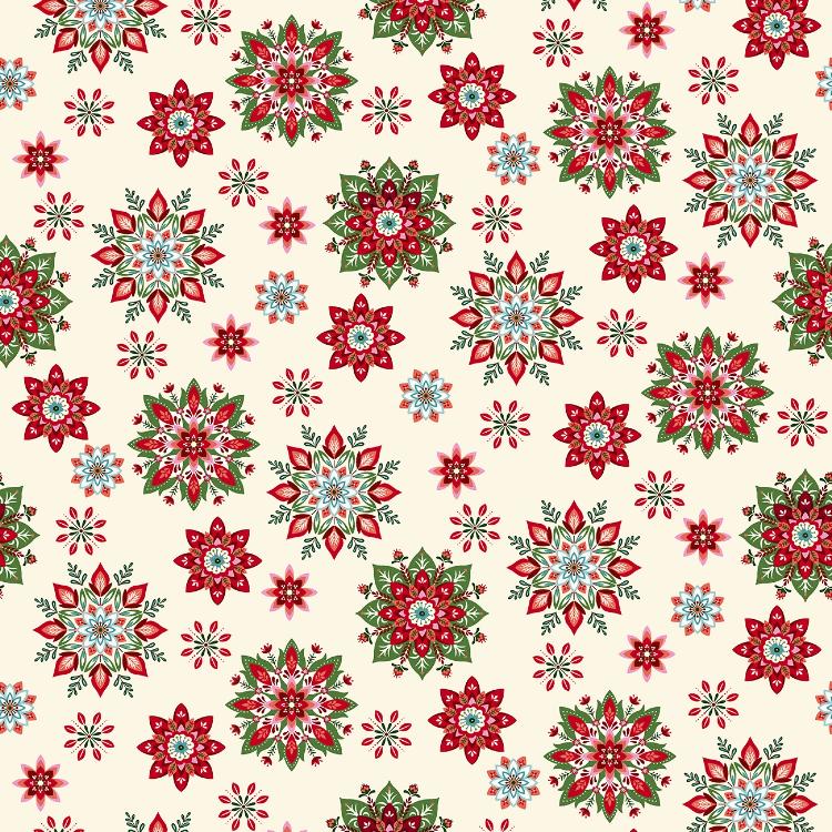 Scandi Holiday Cream Snowflake Toss  - pr 50 cm - Henry Glass