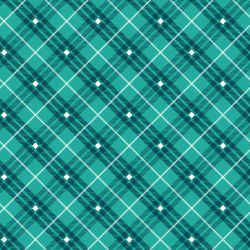 Teal Bias Plaid - 50 cm - Leanne Anderson