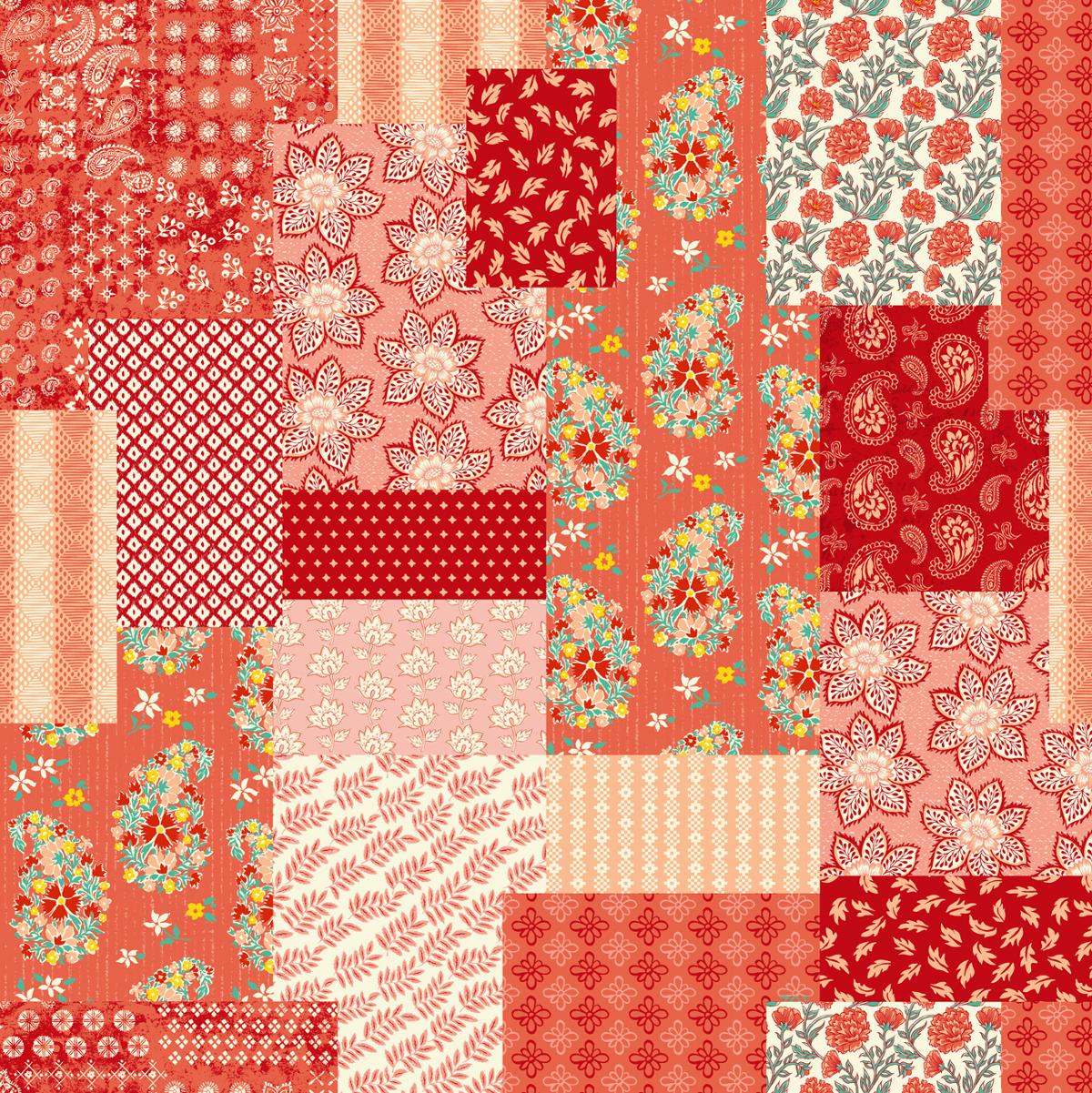 Cadence  Patchwork Persimmon - Crystal Manning - 50 cm