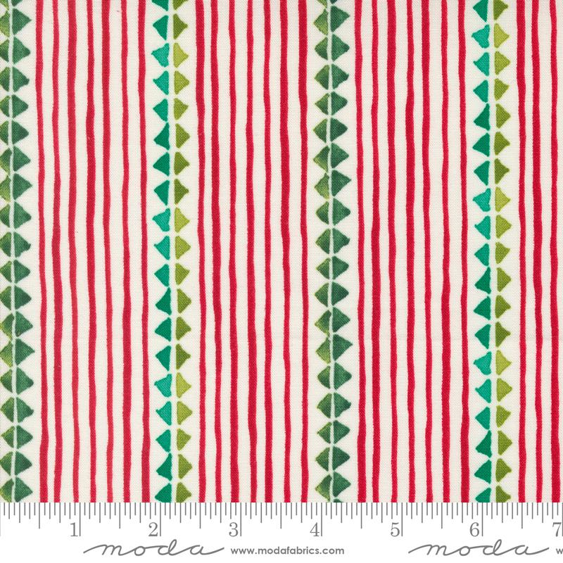 Winterly Cream Christmas Ribbon Stripes - 50 cm - Robin Pickens