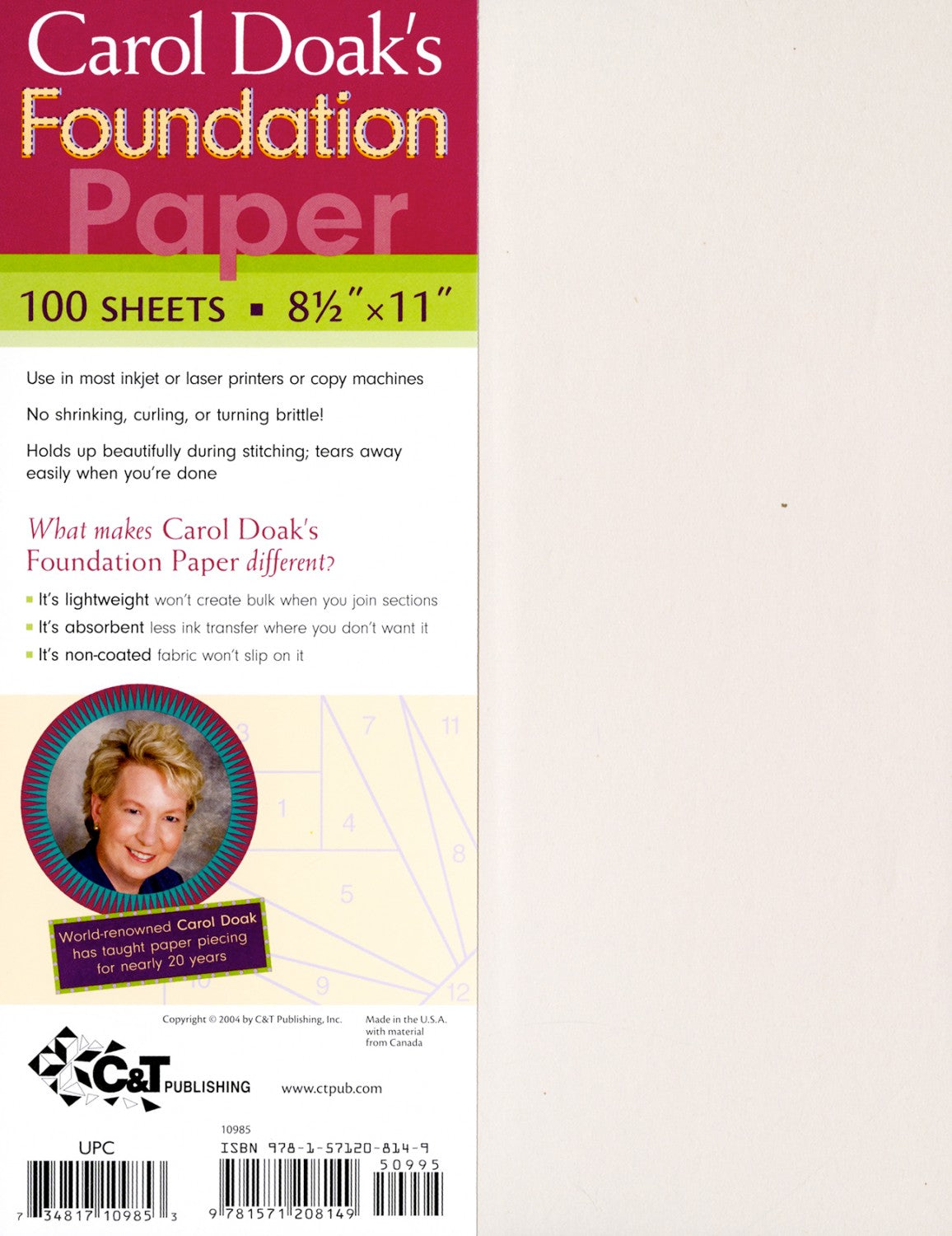 Foundation Piecing Paper - 100 stk - Carol Doak