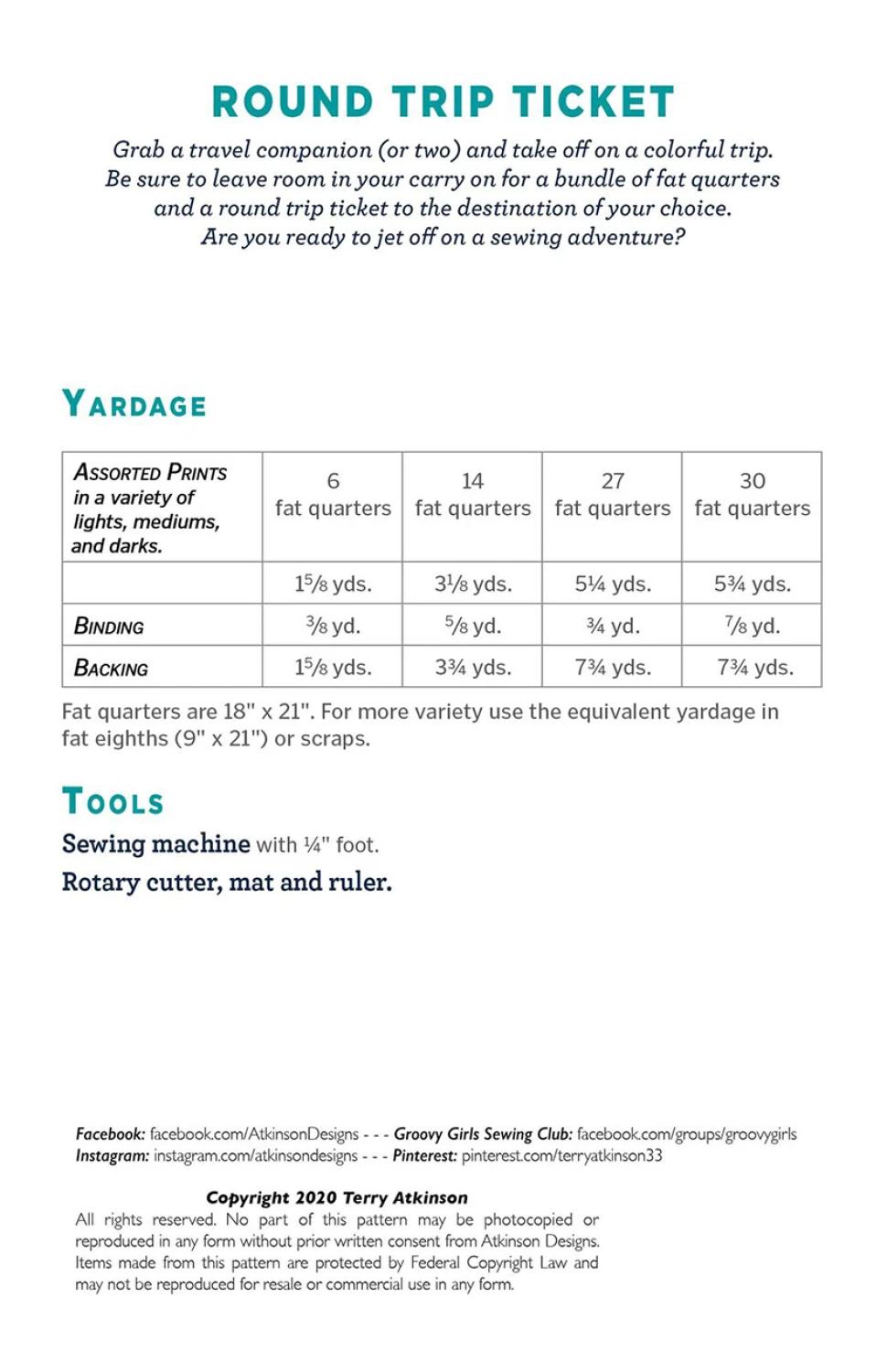 Round Trip Ticket mönster - Atkinson Designs