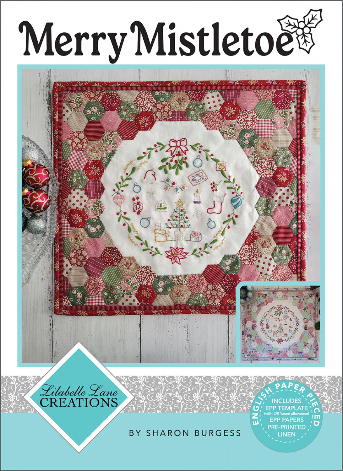 Merry Mistletoe Mini Quilt mönster -se beskrivningen  - Lilabelle Creations