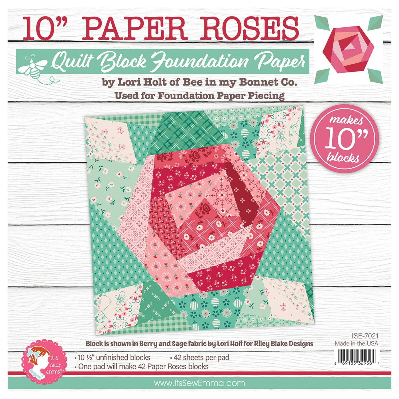 Paper Roses 10 inch Foundation Paper block -  Lori Holt
