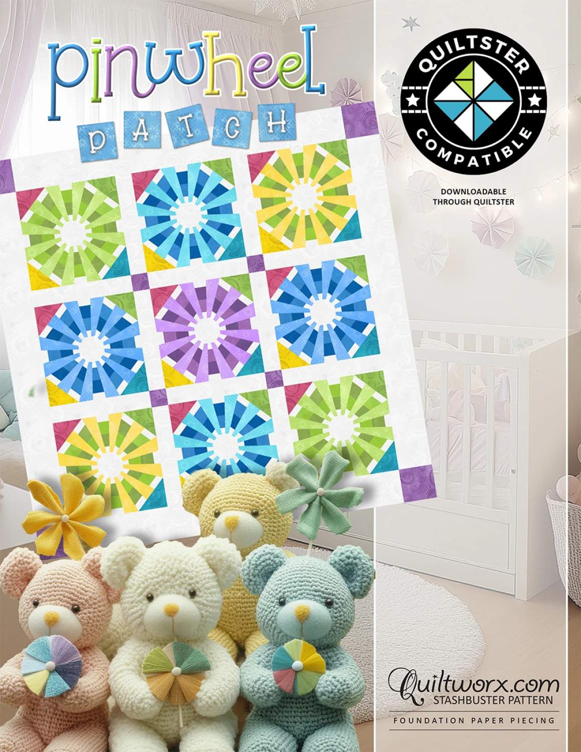 Pinwheel Patch Quilt mönster - Quiltworx