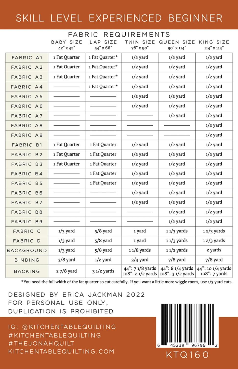 The Jonah Quilt mönster - Kitchen Table Quilting