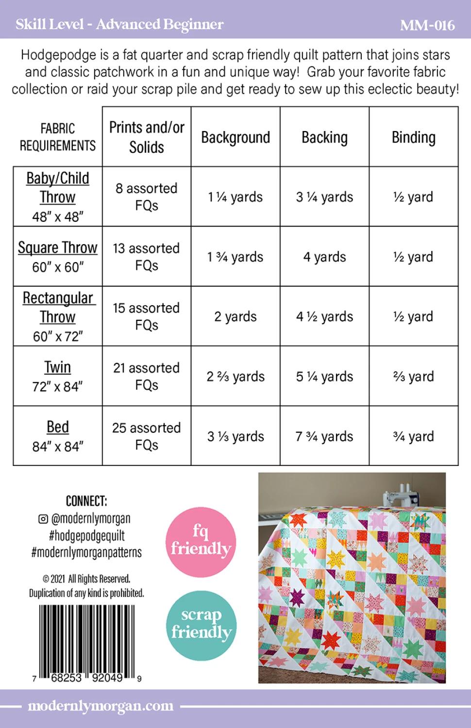 Hodgepodge  Quilt mönster - Modernly Morgan