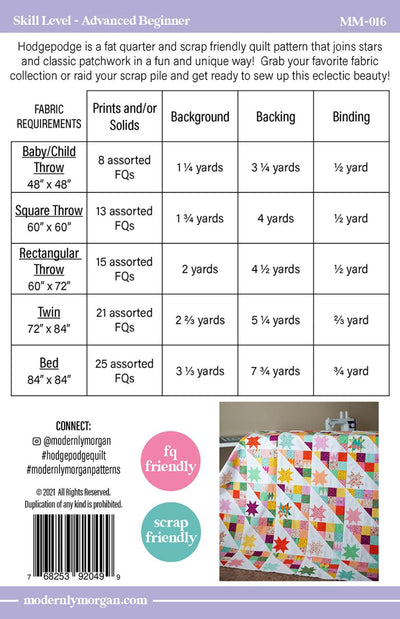 Hodgepodge  Quilt mönster - Modernly Morgan