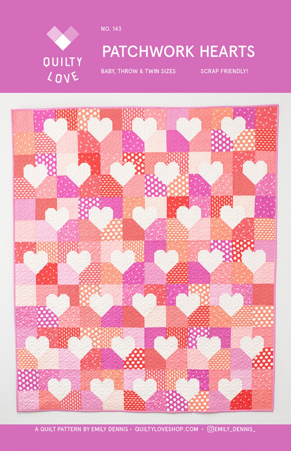 Patchwork Hearts mönster - Quilty Love