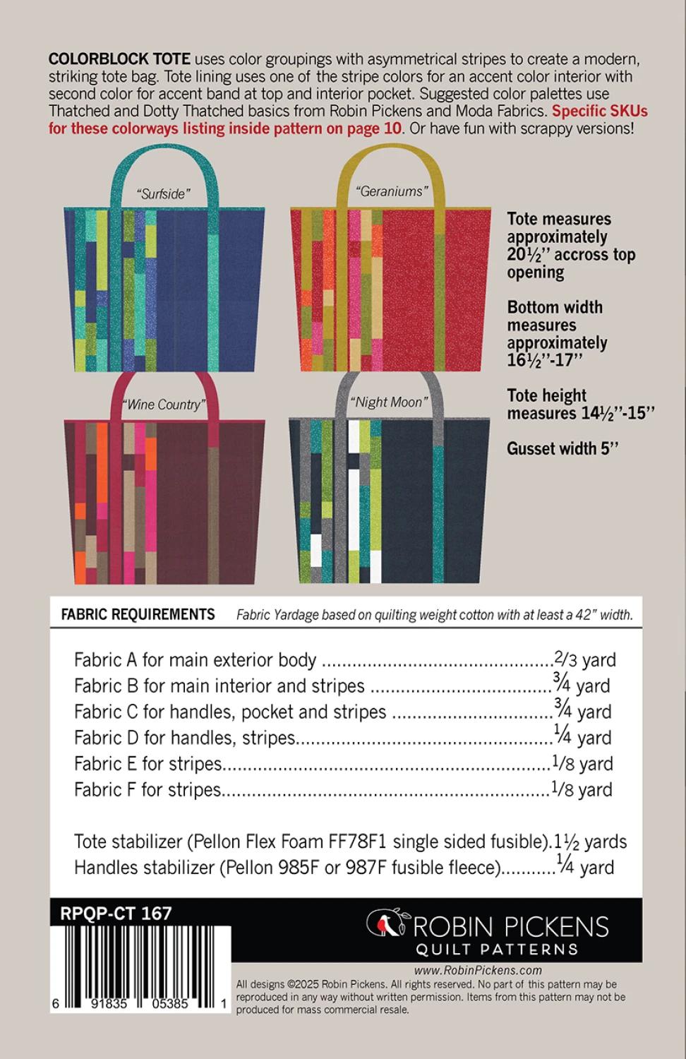 Colorblock Tote mönster - Robin Pickens