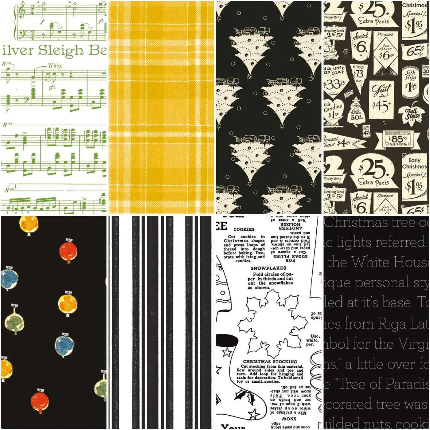 Classic Christmas BLACK tygpaket (8x28) Riley Blake