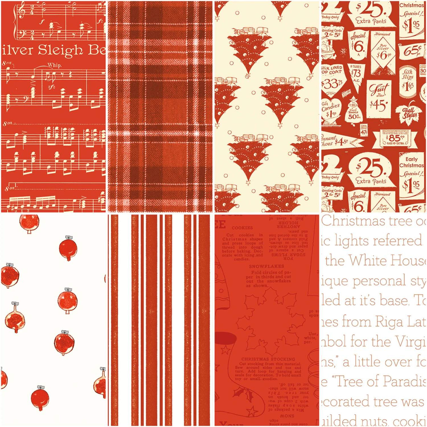 Classic Christmas RED tygpaket (8x28) Riley Blake