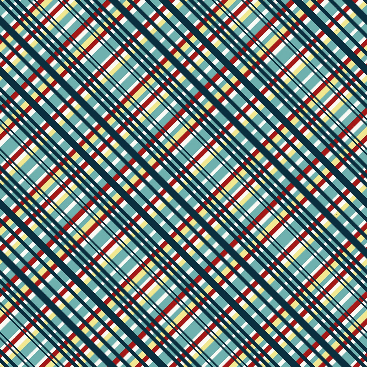 Zooming Chickens Teal Red Diagonal Plaid - 50 cm