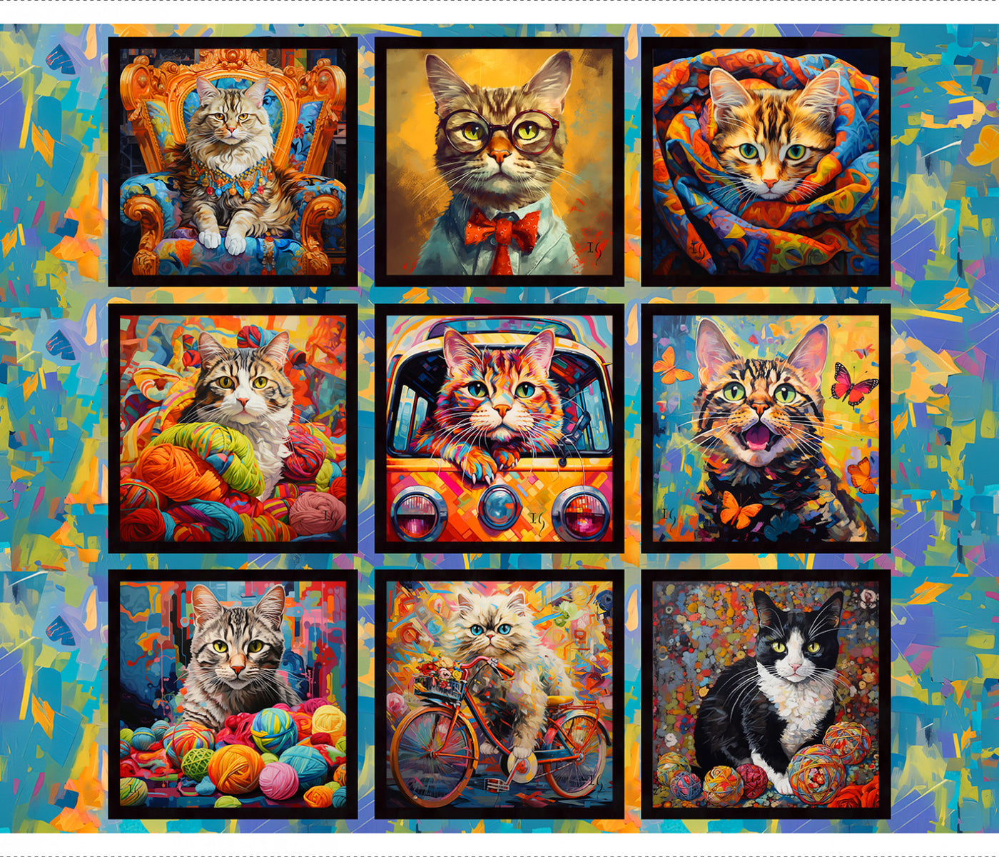 Purrfectly Playful Multi Panel ca 91 cm