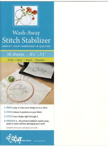 Wash Away Stitch Stabilizer 10-pack 8.5x11 inch