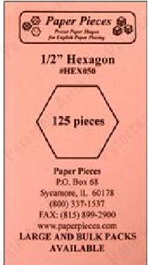 Paper Pieces 0,5 inch Hexagon - 750 stk