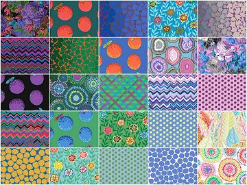 Kaffe Fassett Collective February 2020 Cool 10x10 inch Pack (42)