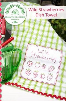 Wild Strawberries Dish Towel stitchery - Crabapple Hill Studio