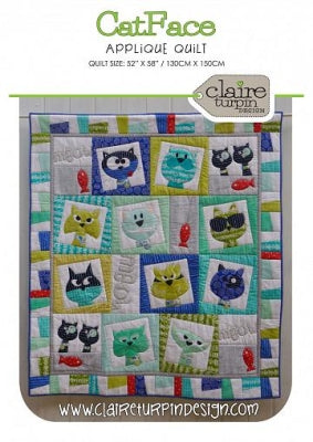 Cat Face Quilt mönster - Claire Turpin Design
