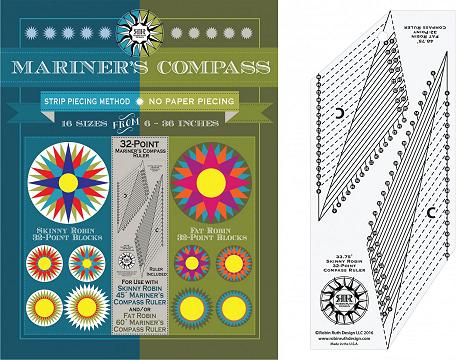 Mariners Compass COMBO 32 point Skinny Robin och Fat Robin linjal och instruktionsbok - Robin Ruth Design