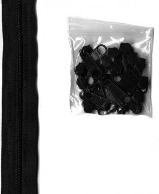Black / black zipper by the yard till väskor etc - ByAnnie - 4 yds/16 pulls