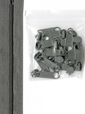 Pewter (mörk grå) zipper by the yard till väskor etc - ByAnnie